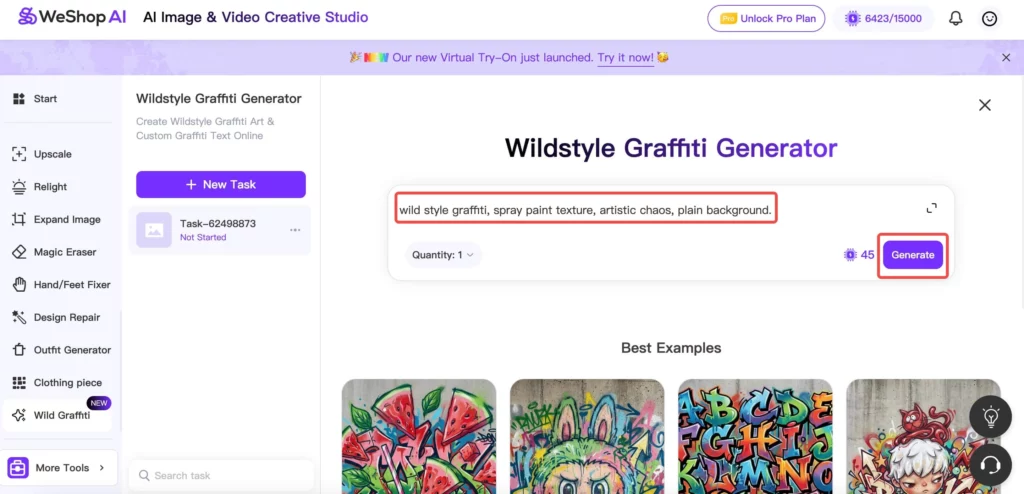 Graffiti Generator by WeShop AI