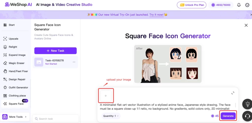 square face with WeShop AI