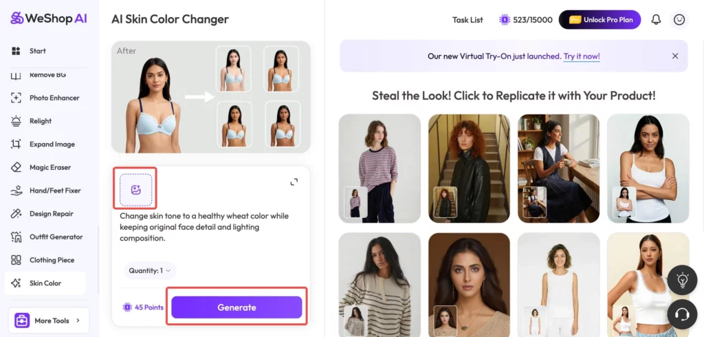 AI Skin Color Changer with WeShop AI
