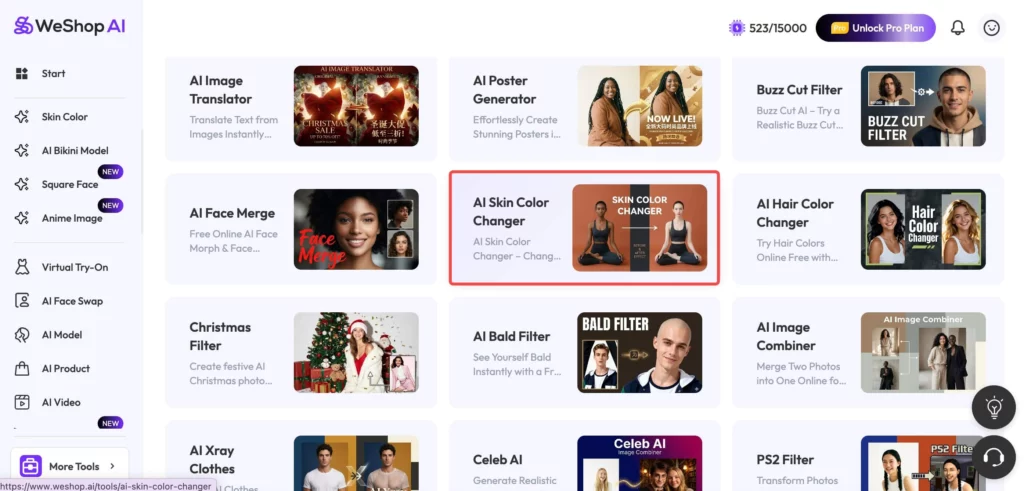 AI Skin Color Changer with WeShop AI