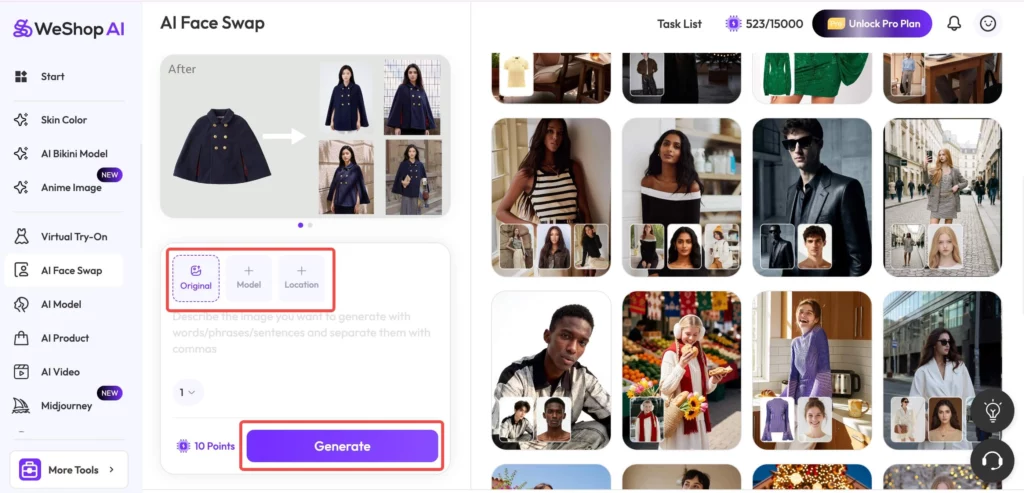 ai face swap with weshop ai