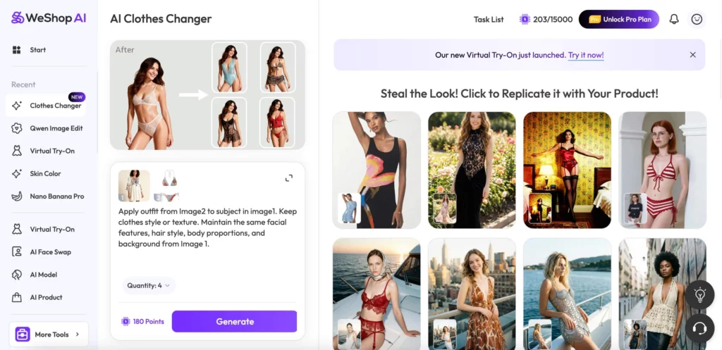 ai clothes remover screenshot of weshop ai