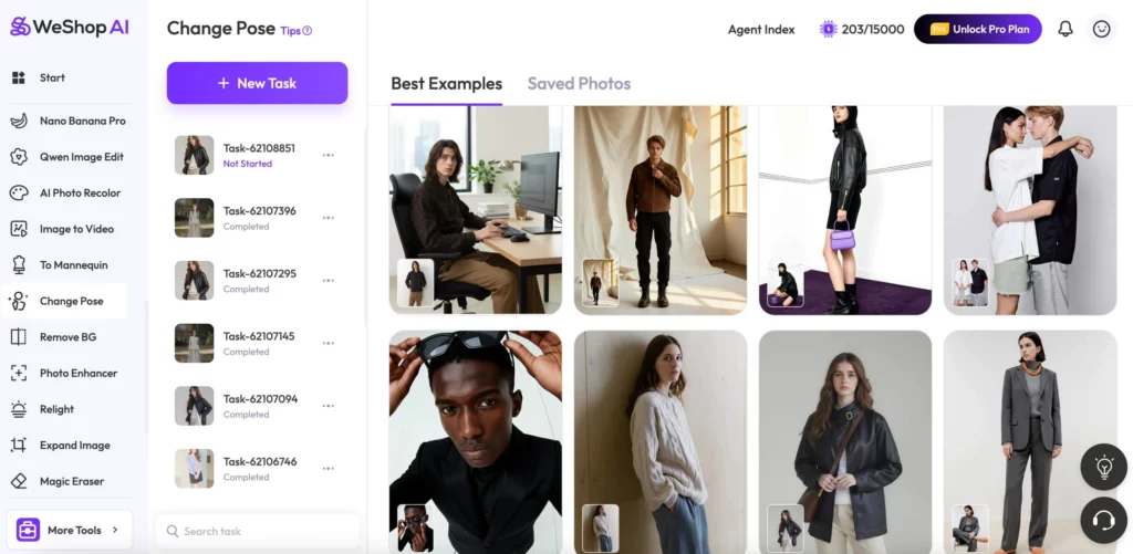 ai change pose sreenshot generated on weshop ai
