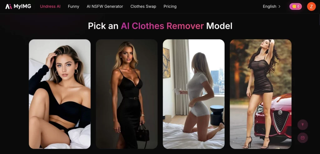 ai clothes remover screenshot of myimg ai