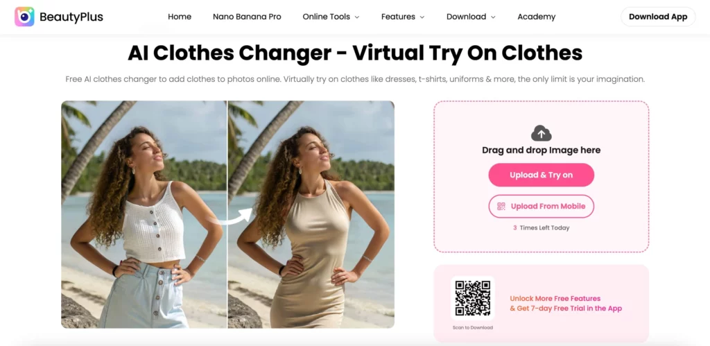 ai clothes remover screenshot of beautyplus ai