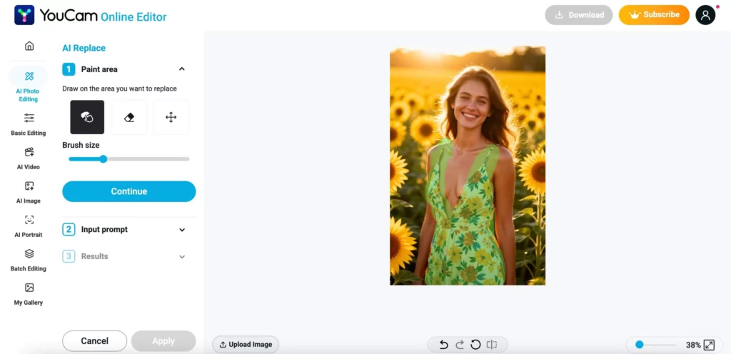 ai clothes remover screenshot of youcam ai