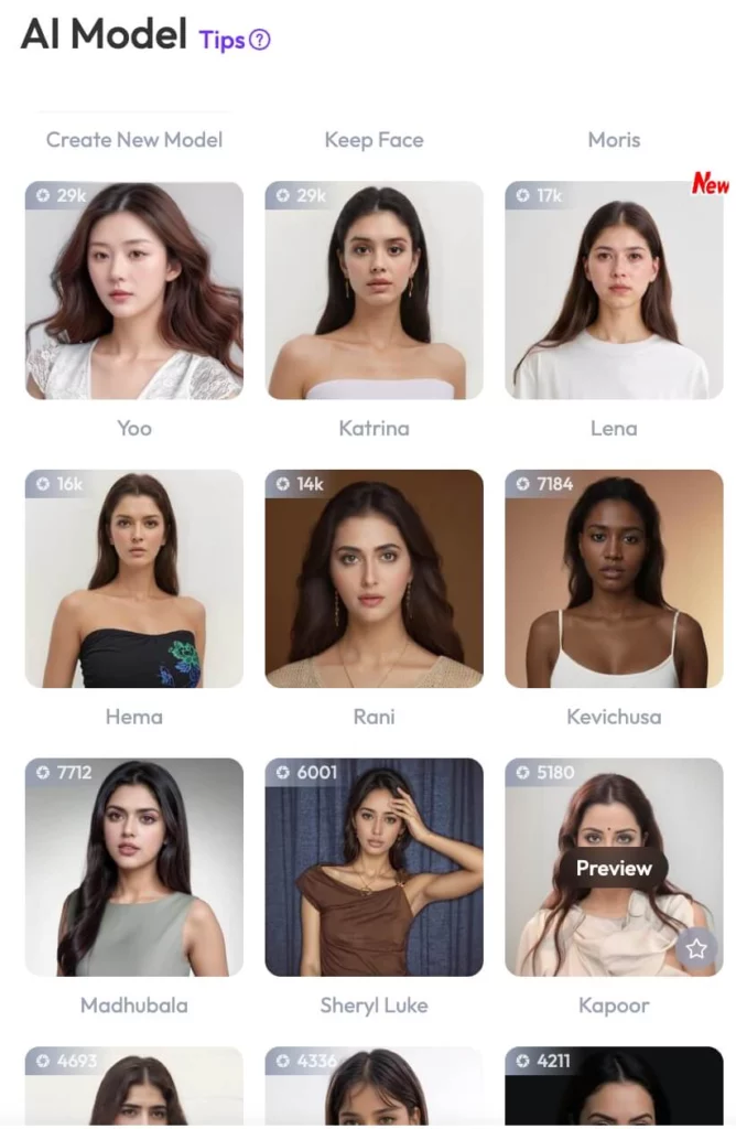 ai model screenshot of weshop ai