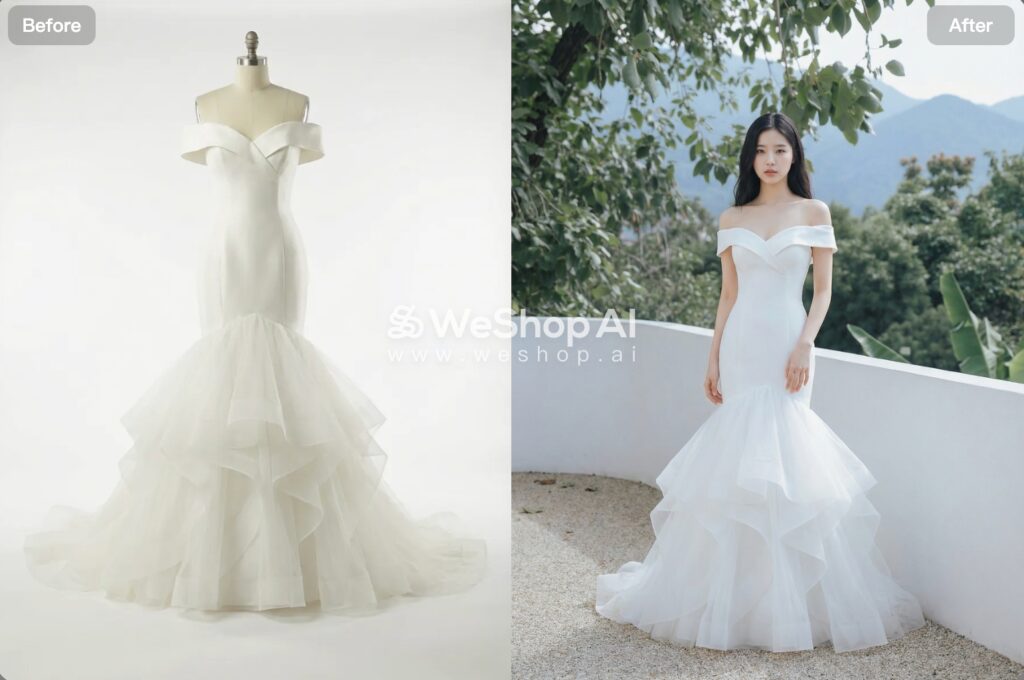 ai wedding dress try-on with weshop ai