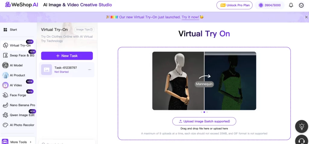 virtual try-on by weshop ai