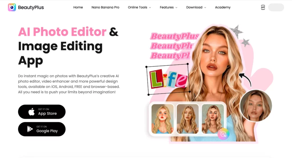 beautyplus – WeShop AI Blog screenshot of free filter app BeautyPlus