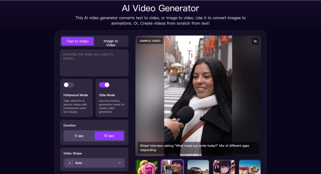 ai video generator screenshot of deepai