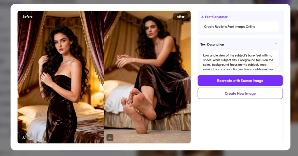 free ai feet image screenshot of sweshop ai