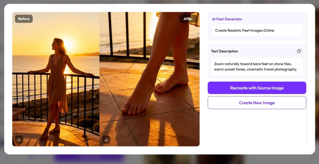 free ai feet image screenshot of sweshop ai