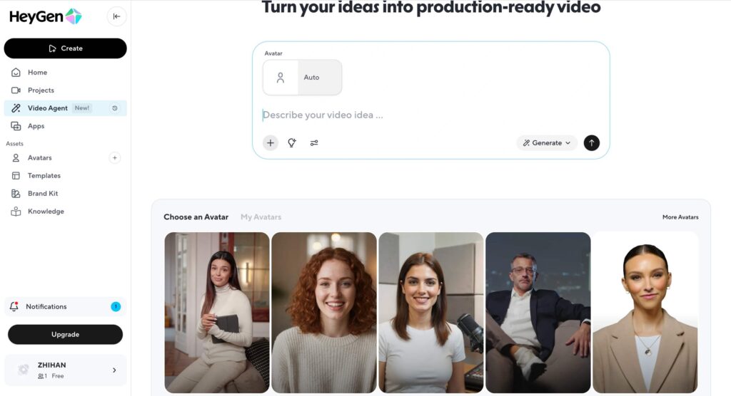 screenshot of heygen