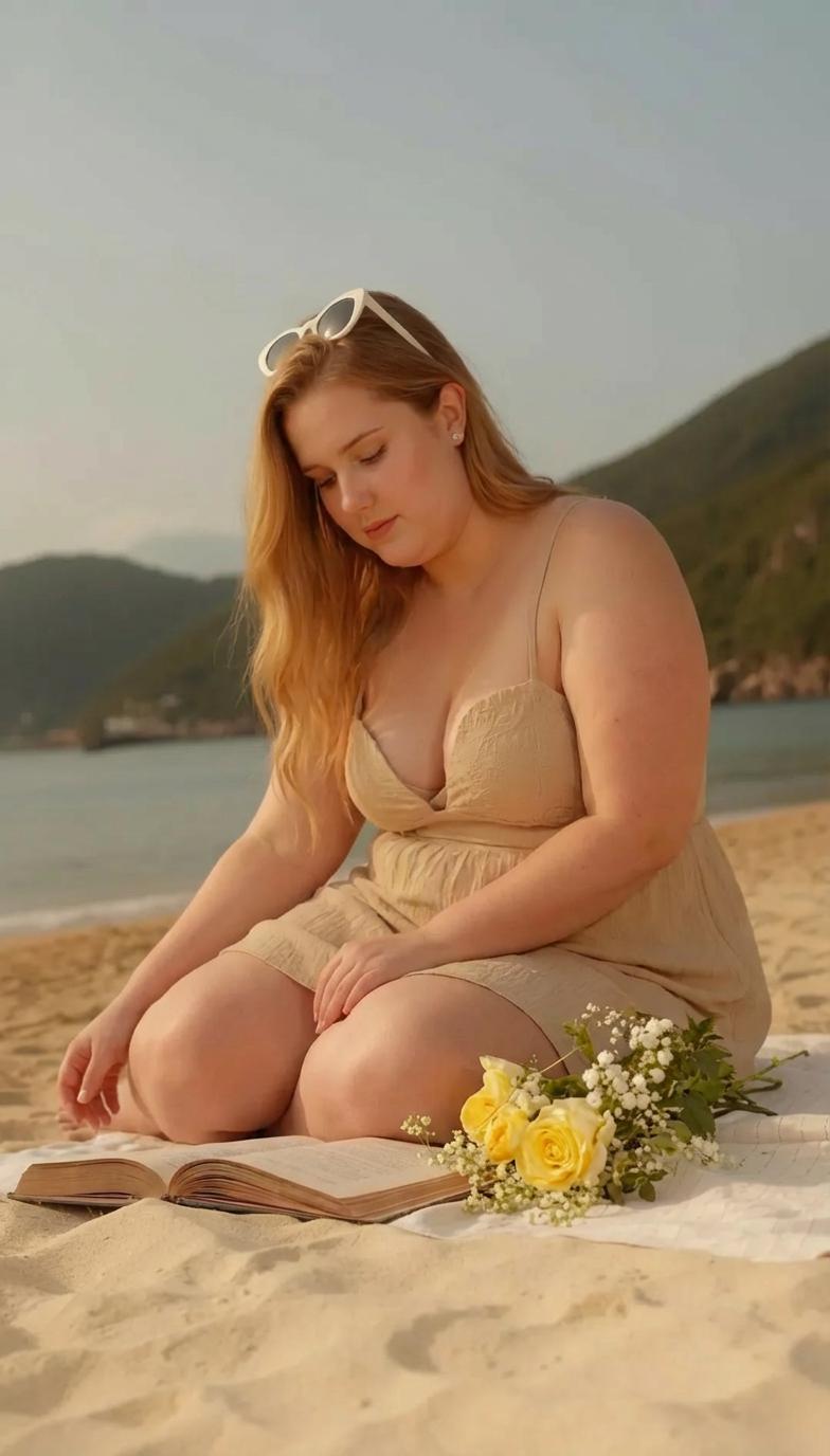 plus size female model generated using WeShop AI fat generator, realistic AI body transformation for fashion and model creation