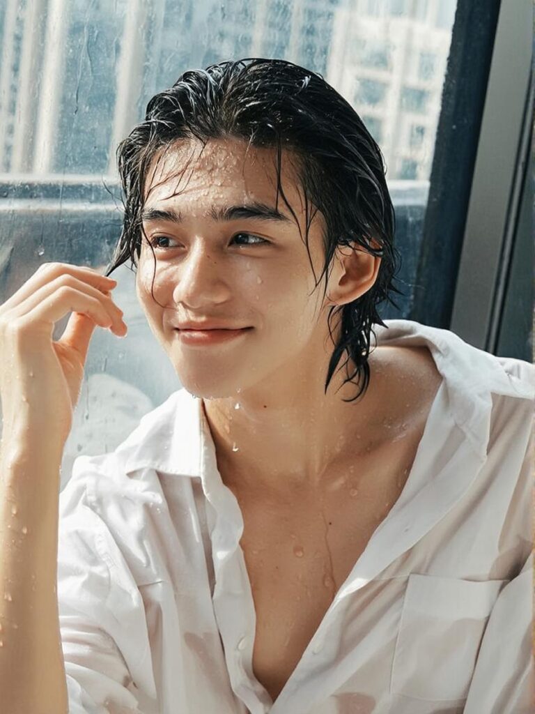 realistic male portrait created with WeShop Z-Image AI Image Generator, wet hair style and natural light