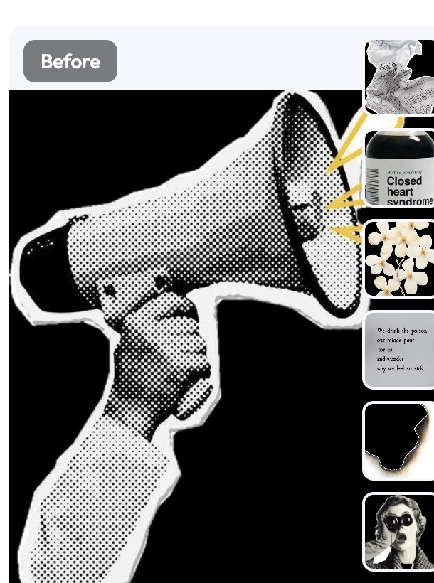 different elements in different photos uploaded to AI Collage Maker of weshop ai