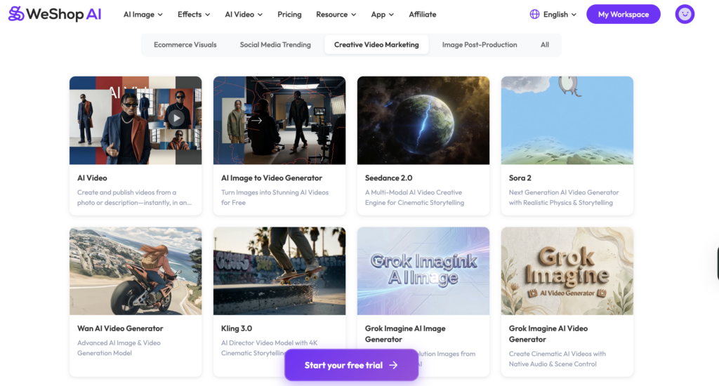 WeShop AI Grok Image AI Clothes Remover platform homepage showcasing AI image generation tools and clothing transformation features

