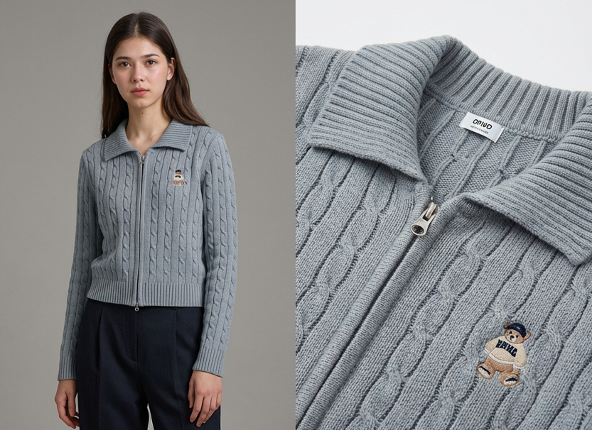 images generated by Virtual try-on of weshop ai, including model's trying-on and detailed texture.