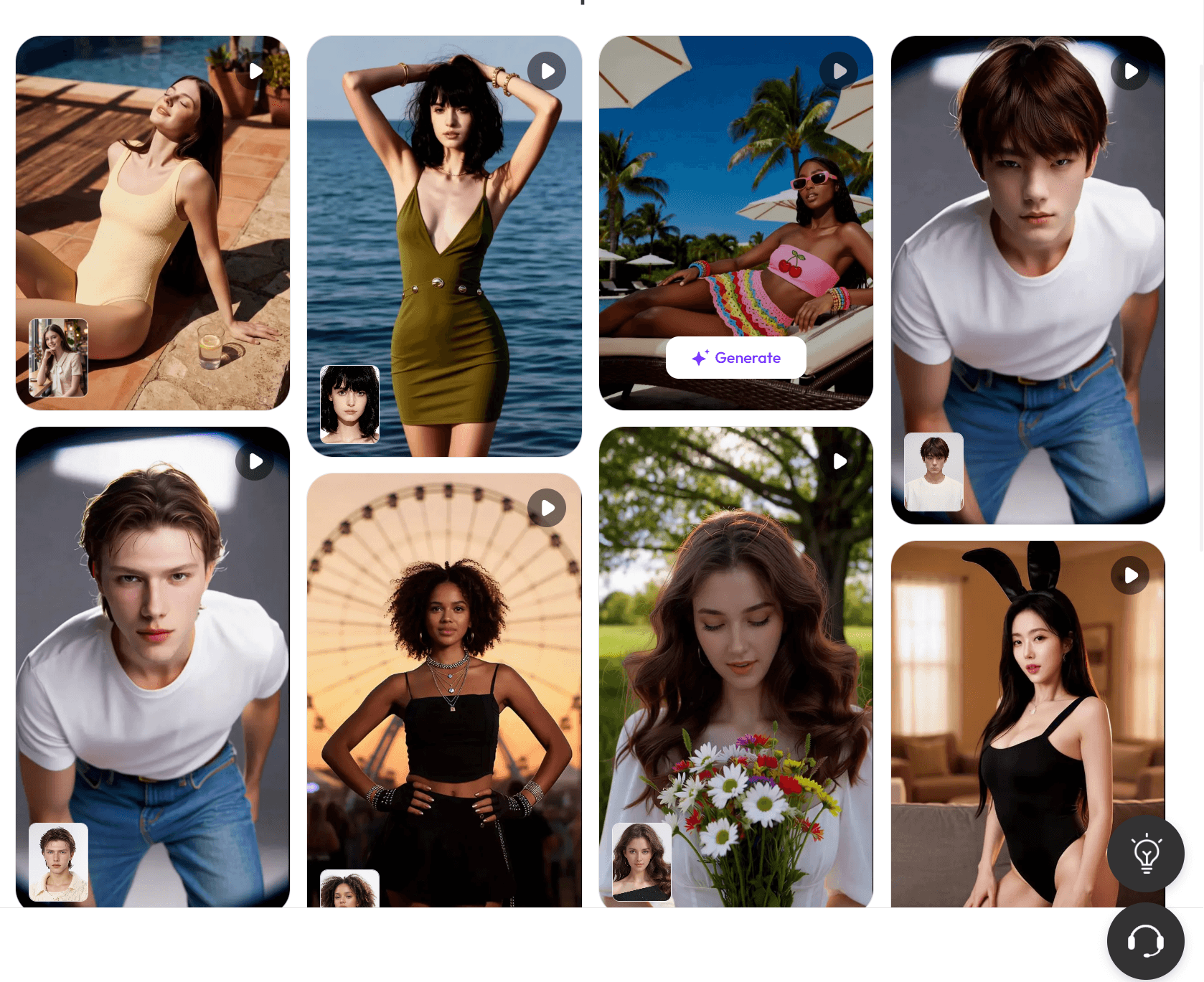 The user interface of WeShop AI showing how to replace face in video online free with realistic AI face swap results.