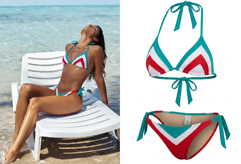 AI Ghost Mannequin Generator transforming a beach bikini photo into a 3D hollow product image.