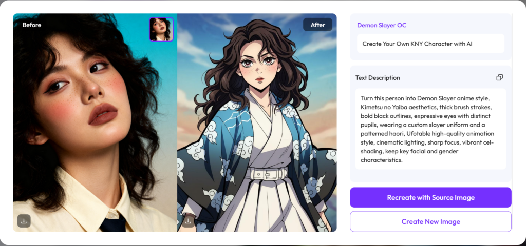 weshop ai demon slayer oc maker before and after image