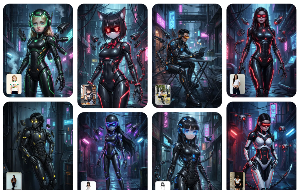 A view of the style and background customization menu within the Murder Drone OC maker toolset.