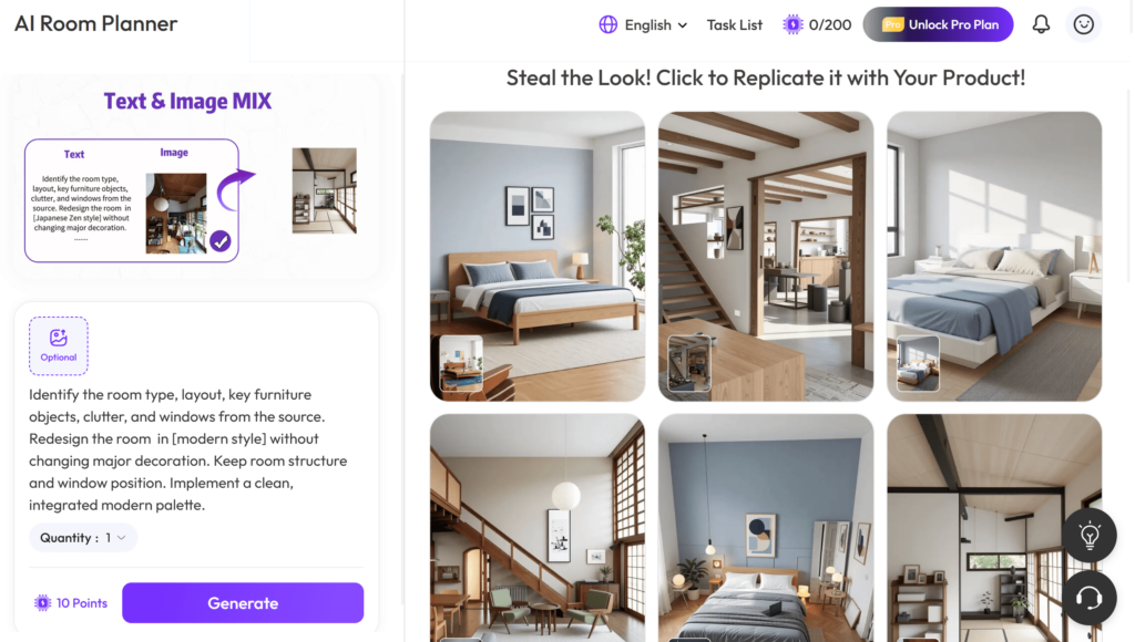 Using WeShop AI Room Planner to redesign rooms online with realistic AI interior design styles.
