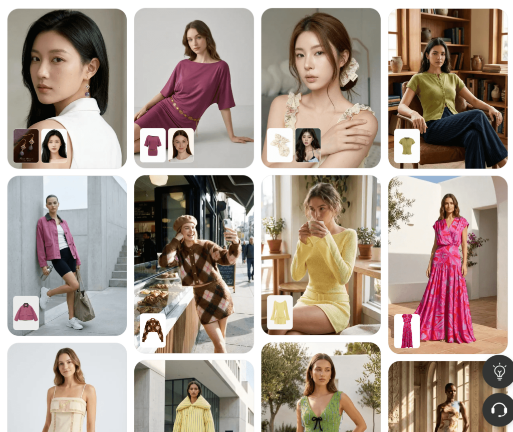 A diverse gallery of high-fidelity AI fashion models showcasing the Virtual Try-On capabilities of nanobanana pro, including complex fabric textures and lifestyle poses.