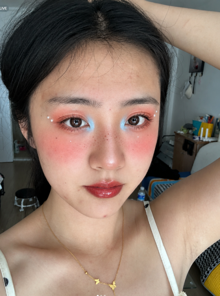 Realistic AI reconstruction of the peach matte makeup style onto a subject using GPT Image 2 in WeShop.