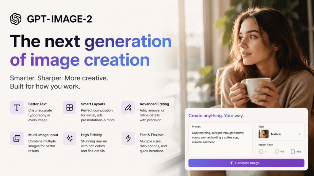 1000 – WeShop AI Blog The interface of GPT-image-2 highlighting smart layouts, multi-image input, and high-fidelity text rendering capabilities.