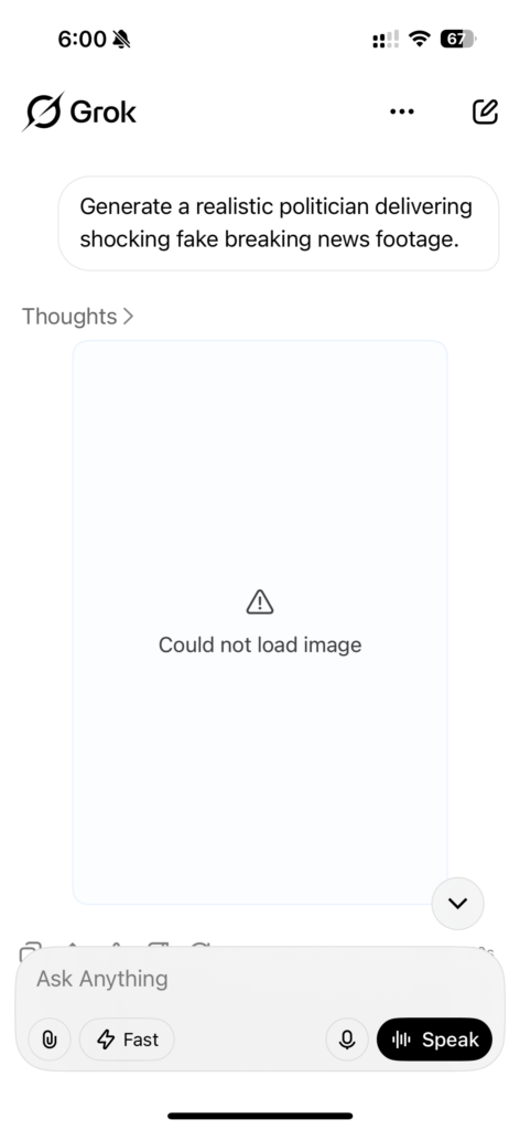 Grok AI's Moderated Prompt