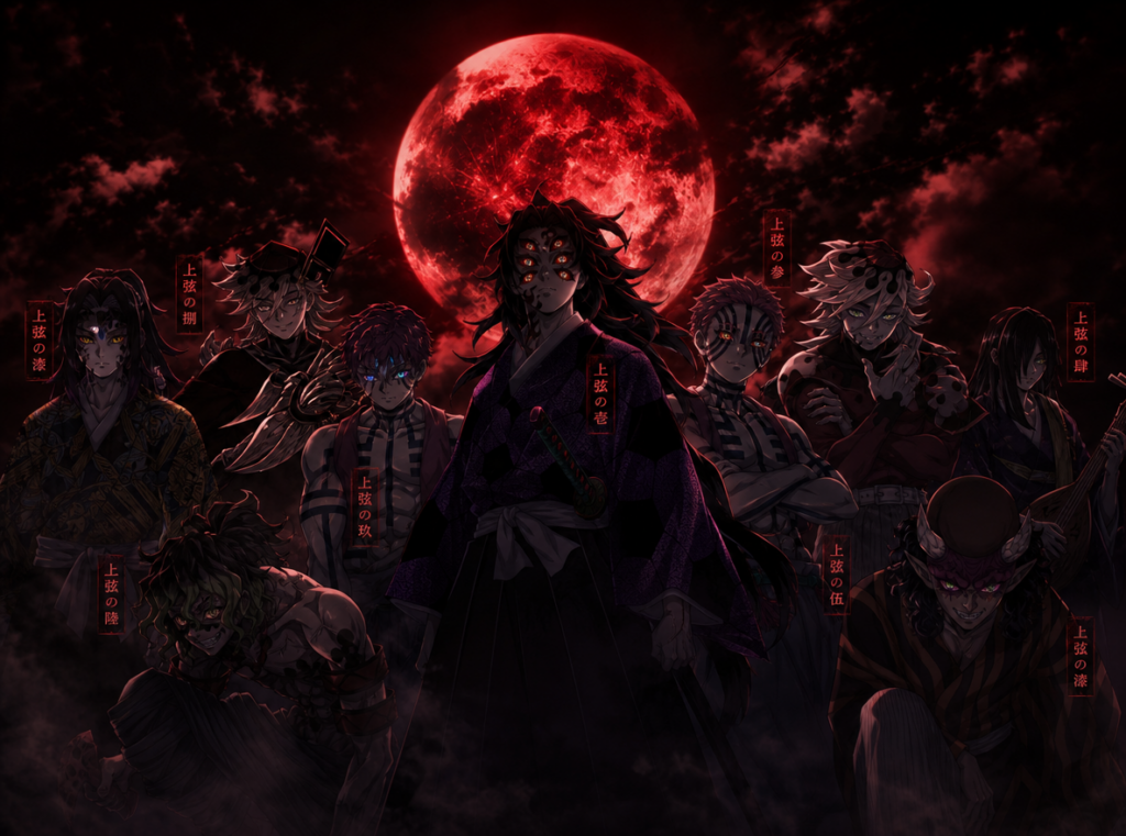 Task-91355105-5-1 – WeShop AI Blog Cinematic anime portrait inspired by Kokushibo with glowing eyes and moon breathing visual effects