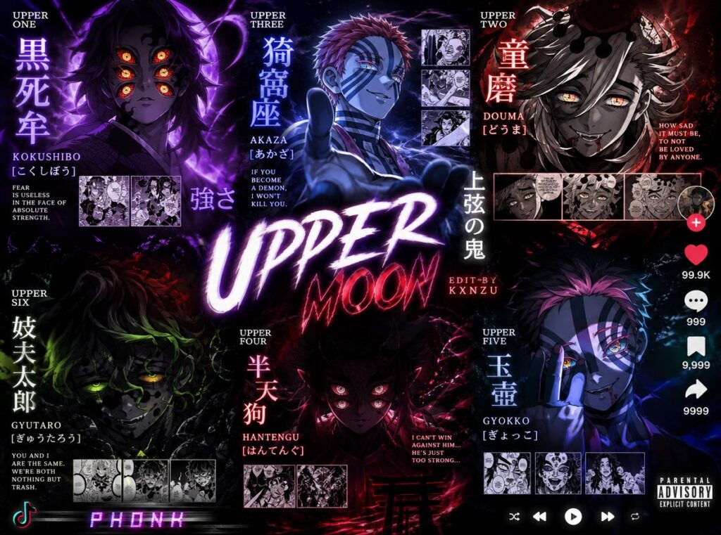 Task-91355105-7-1 – WeShop AI Blog TikTok-style anime edit collage inspired by Upper Moon demon characters with dramatic manga aesthetics
