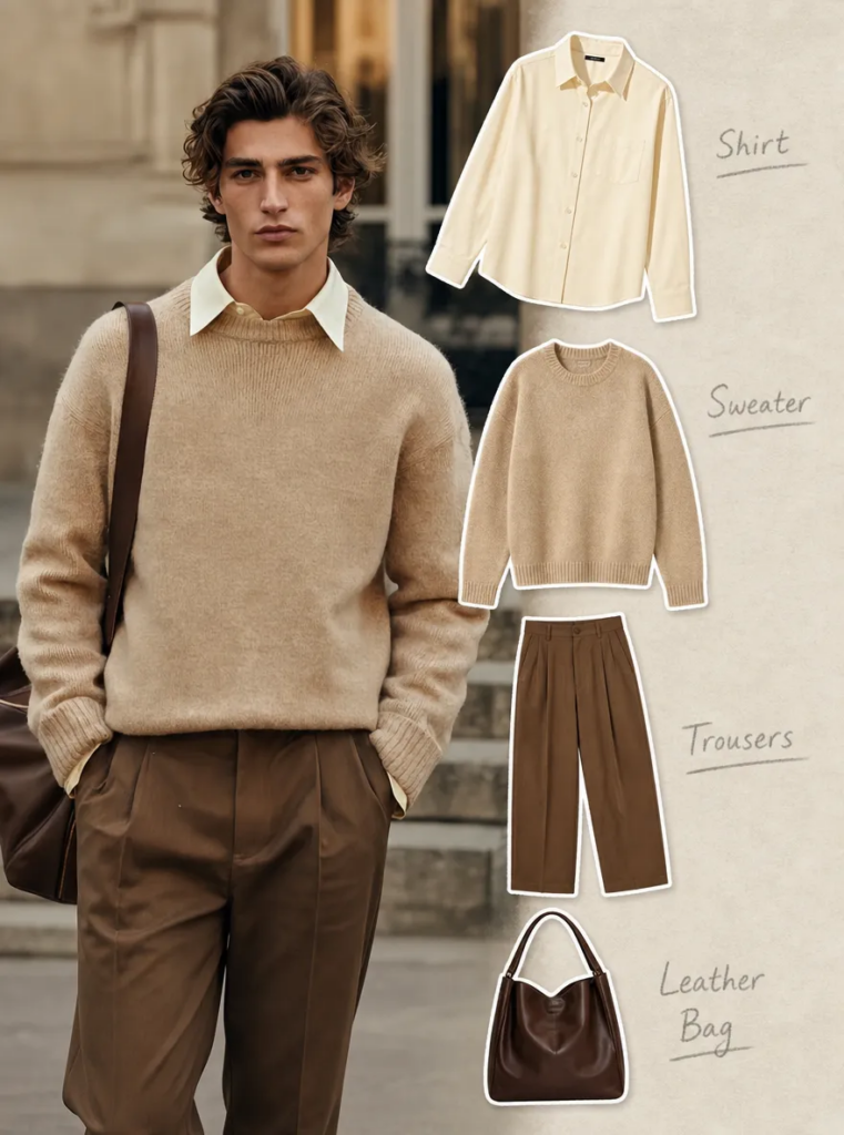 A creative fashion notebook page generated by GPT-Image-2, showing neatly outlined clothing stickers with accurate pencil-style labels and a clean, scrapbook-style layout.