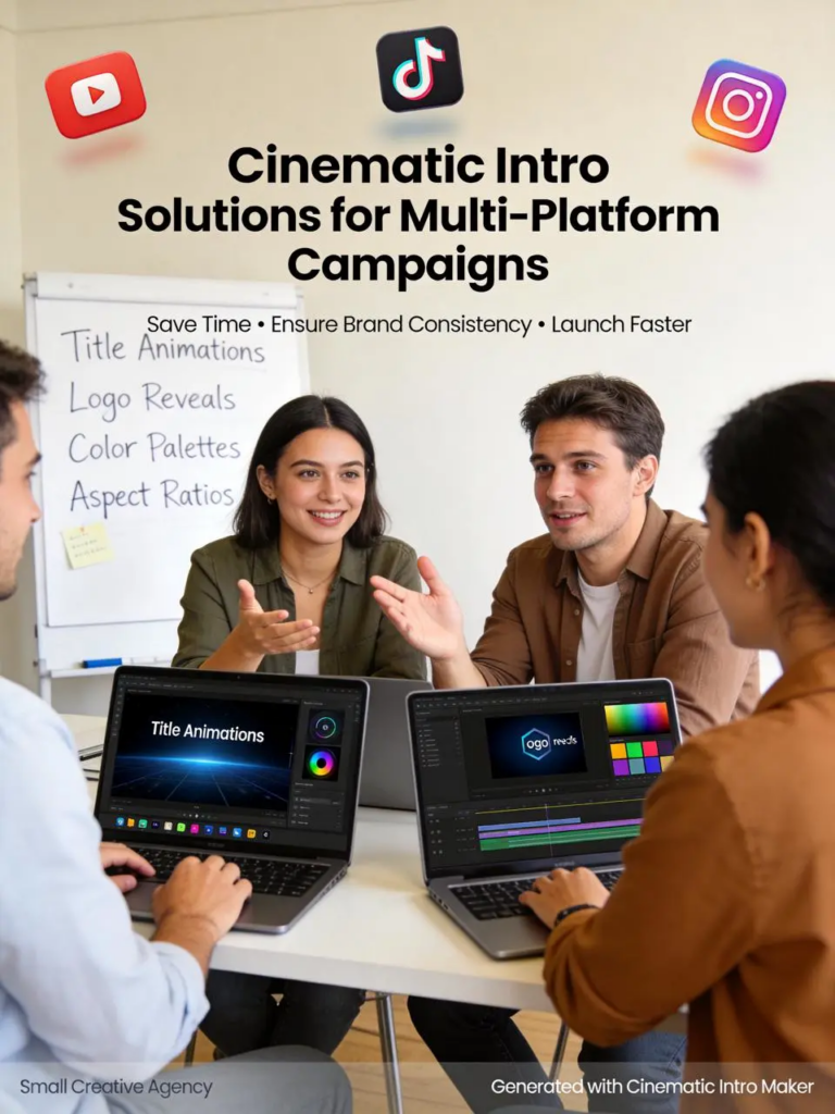 image – WeShop AI Blog Movie Intro Maker helping a creative agency create branded cinematic intros for YouTube, TikTok, and Instagram campaigns