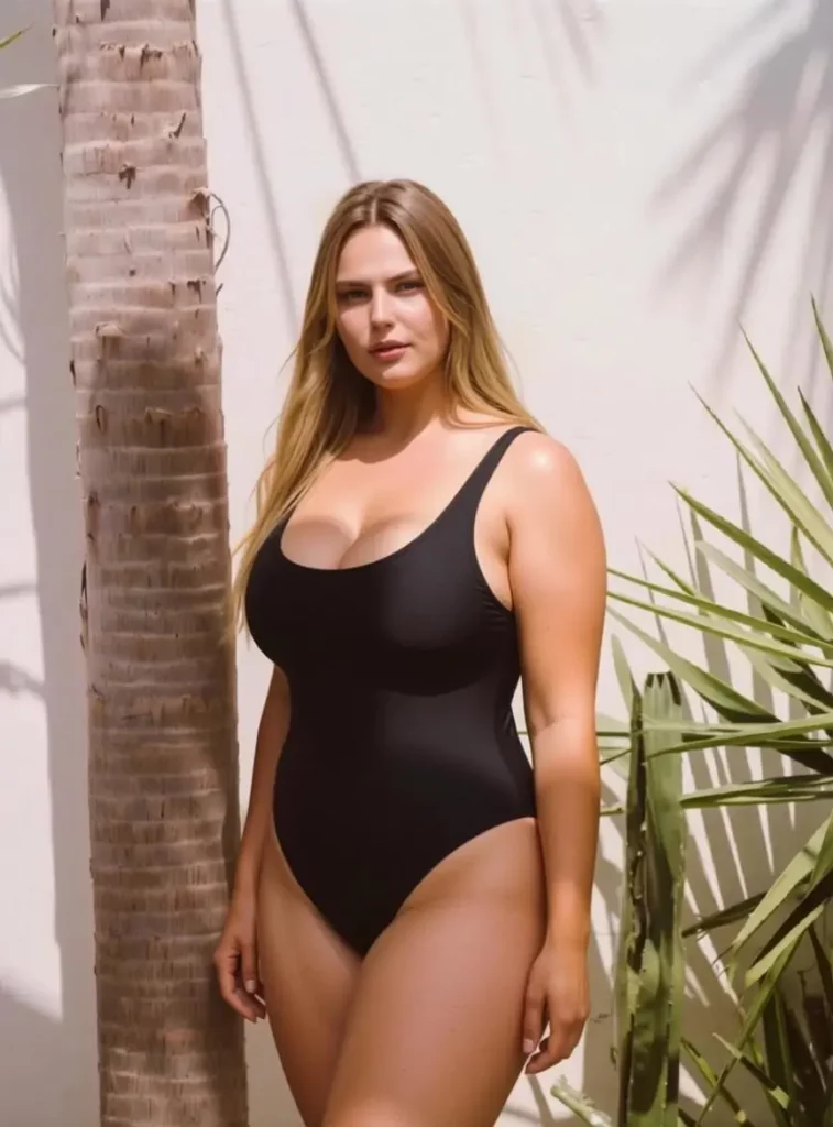 Before swimsuit photo used to show AI Skinny Filter natural body slimming.