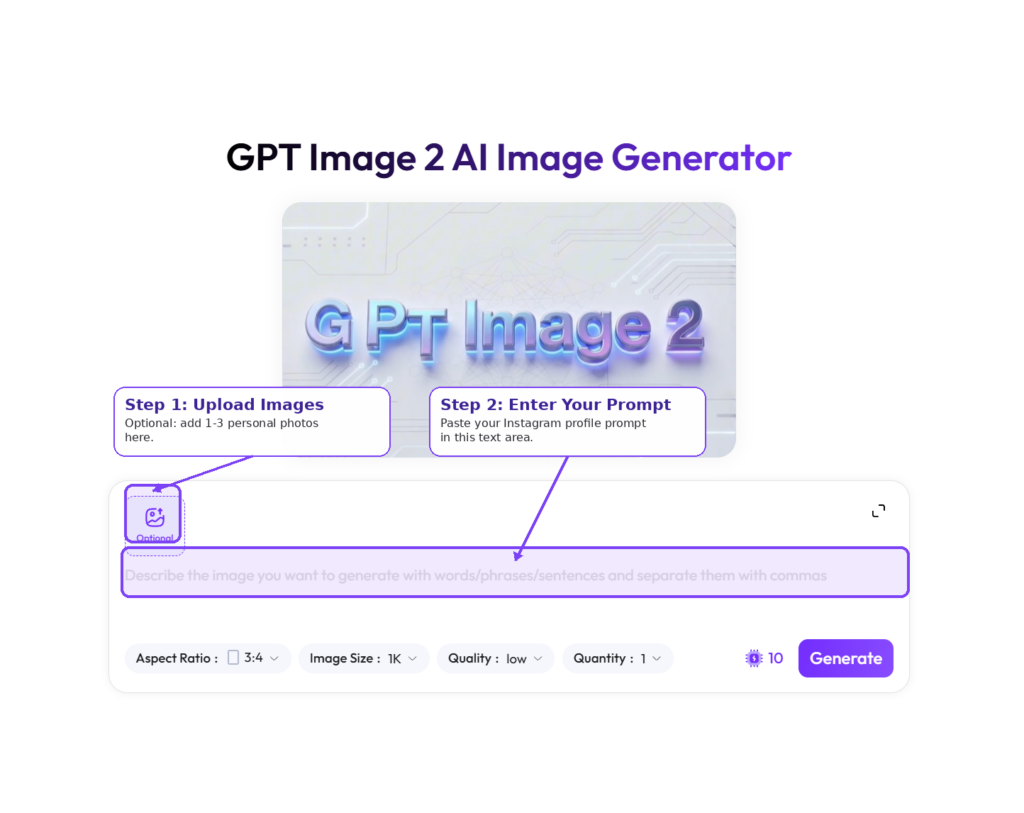 step – WeShop AI Blog GPT Image 2 AI Image Generator interface showing where to upload images, enter a prompt, and generate an AI tattoo design.