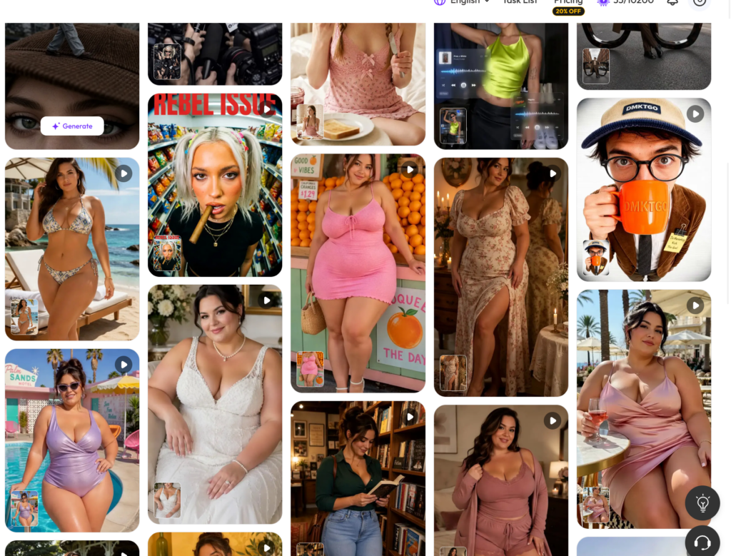tools – WeShop AI Blog A gallery view of Image to Video AI Generator examples, showing multiple portrait, fashion, product, and lifestyle images with play icons for AI-generated video results.