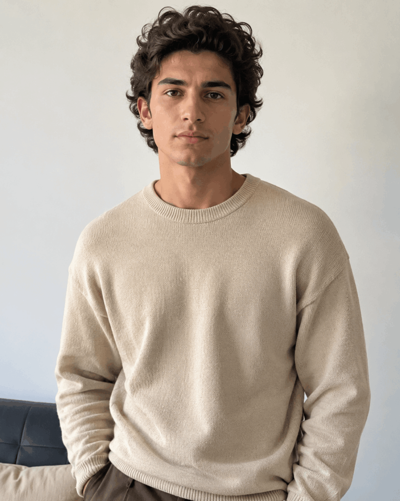 世界杯1 – WeShop AI Blog Casual portrait used as the original selfie for a World Cup AI Photo Generator before-and-after example.