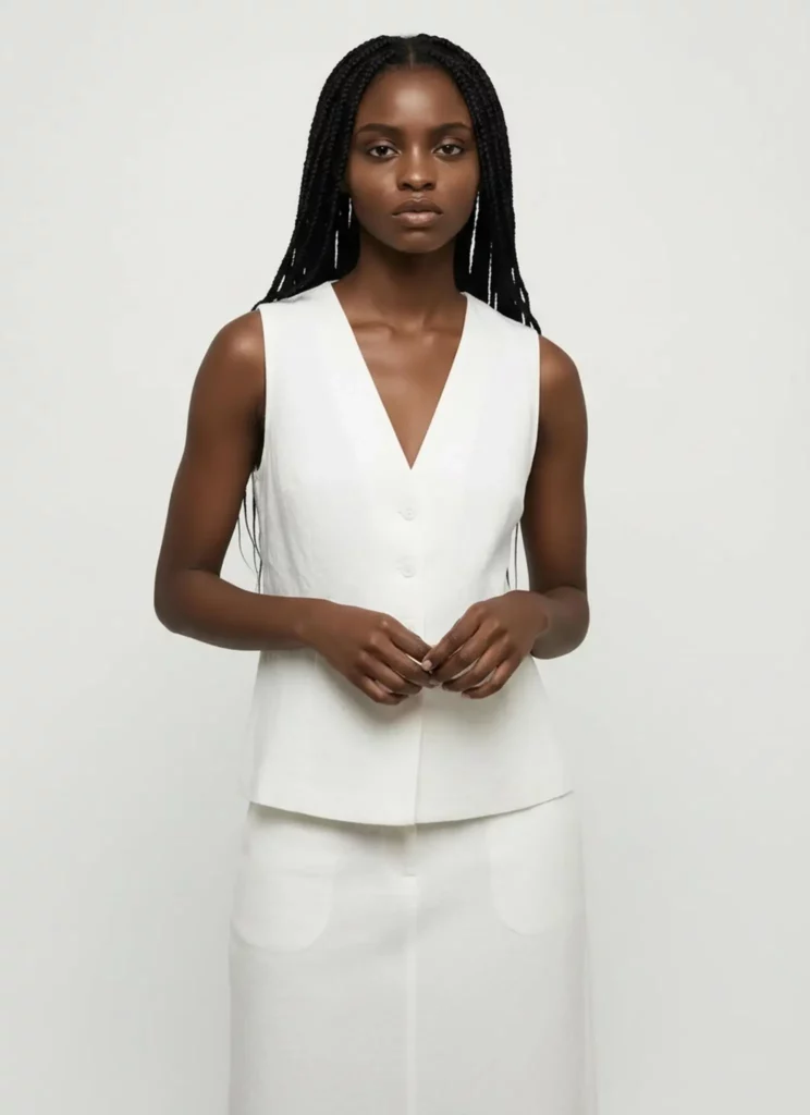 01834d30-860e-4779-865c-9bb418ca0942_1488x2048png_preview – WeShop AI Blog AI Pose Generator result showing a woman in a white suit with a calm and professional standing pose.