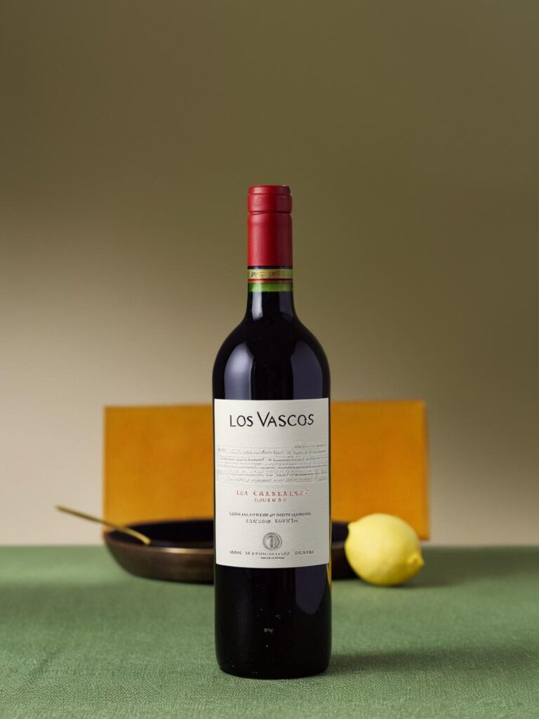Red wine bottle displayed on a table with simple props before background removal.