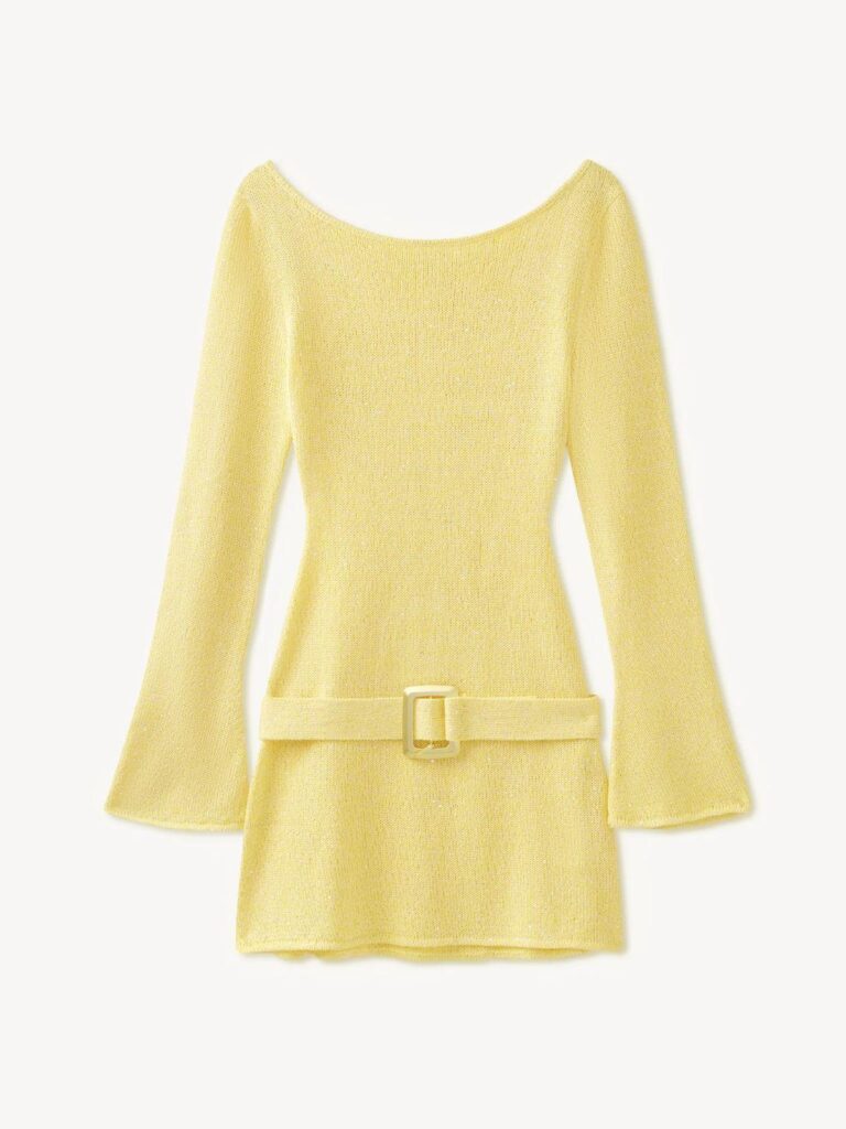 Clear yellow belted dress image prepared for an AI Outfit Changer styling result.