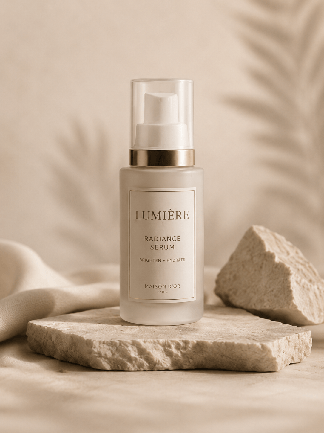 AI Product Photography examples showing perfume, skincare, and candle products with consistent lighting, background, and luxury brand style