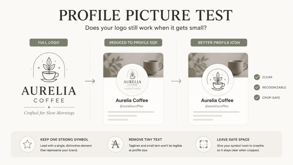 ChatGPT Image 2026年7月31日 01_25_43 1 – WeShop AI Blog Aurelia Coffee full logo compared with a reduced social profile version and a simplified crop-safe icon for better small-size recognition.