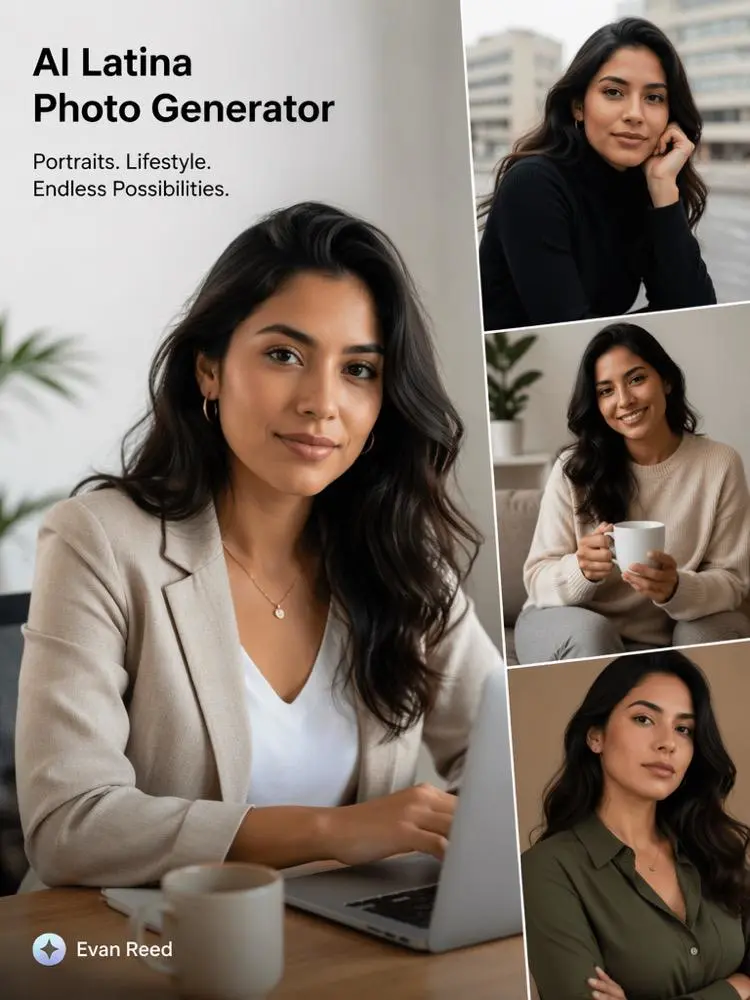 AI Latina Generator fashion visuals showing multiple realistic lifestyle scenes