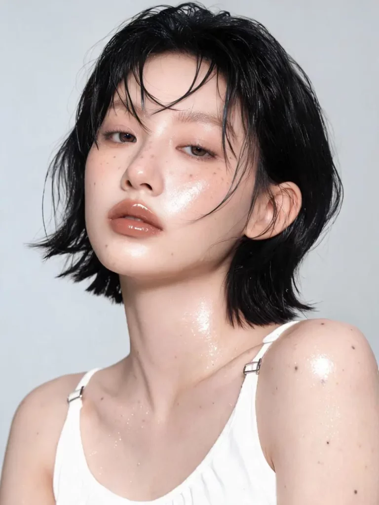 Short-haired woman in a white top photographed against a clean studio background.