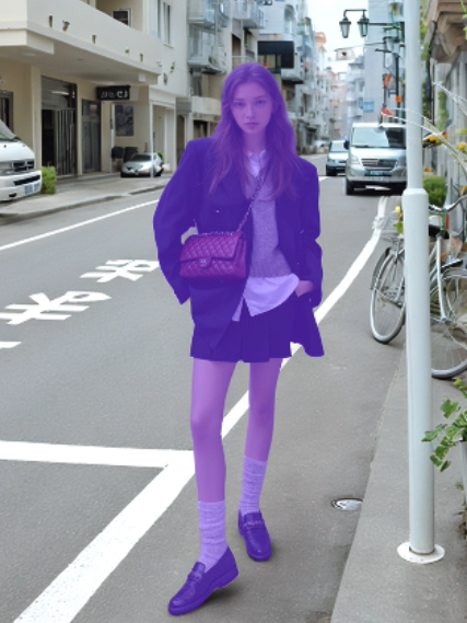 ScreenShot_2026-07-29_233622_483 – WeShop AI Blog Street photo showing a woman fully covered by a purple selection mask before being removed with Magic Eraser.