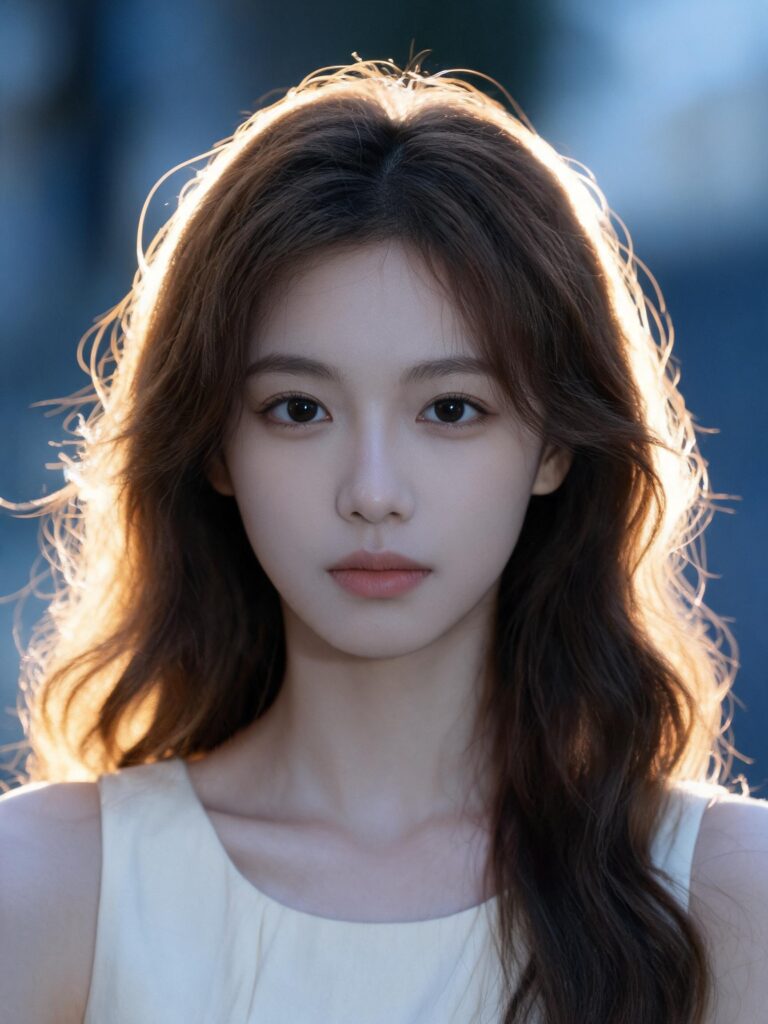 Seedream 5.0 Pro portrait with cinematic backlighting, a warm rim light around the hair, and cool ambient tones.