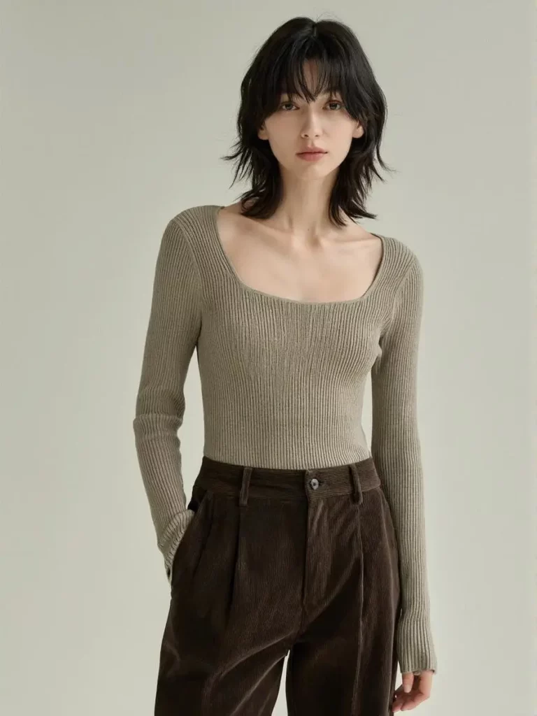 bi – WeShop AI Blog Woman in a ribbed knit top before anime and Boondocks Filter comparison.